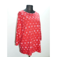 Bluzka w luźnym stylu oversize - czerwona w śnieżynki